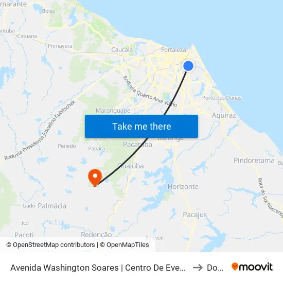Avenida Washington Soares | Centro De Eventos Do Ceará - Edson Queiroz to Dourado map