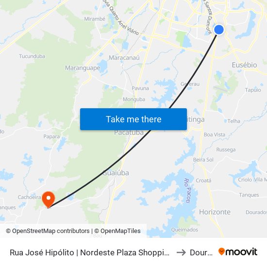 Rua José Hipólito | Nordeste Plaza Shopping - Messejana to Dourado map