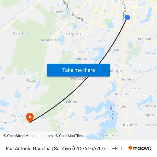 Rua Antônio Gadelha | Seletivo (615/616/617/618/626/634/640/641/644/656/657/663/676/686/690/696/697) - Messejana to Dourado map