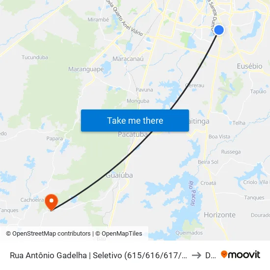 Rua Antônio Gadelha | Seletivo (615/616/617/618/626/634/640/641/644/656/657/663/676/686/690/696/697) - Messejana to Dourado map
