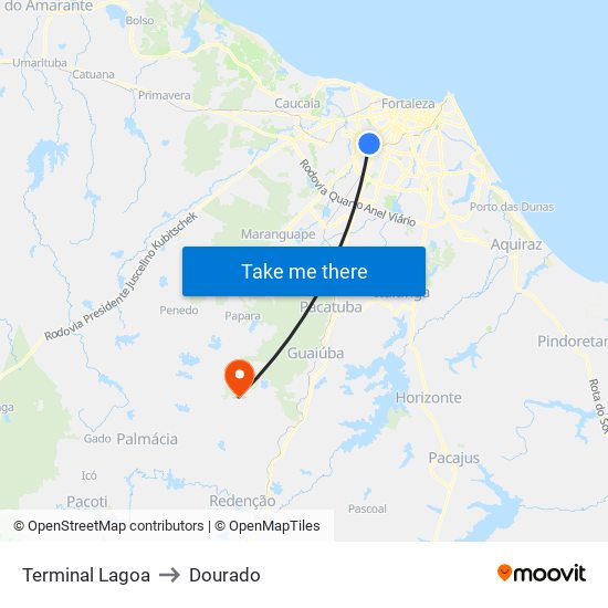 Terminal Lagoa to Dourado map