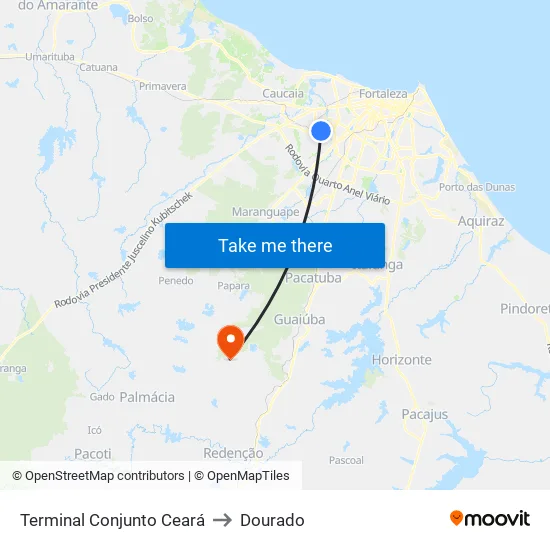 Terminal Conjunto Ceará to Dourado map