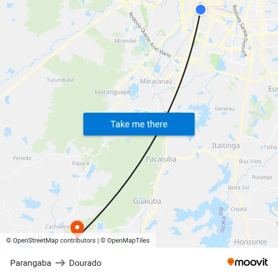 Parangaba to Dourado map