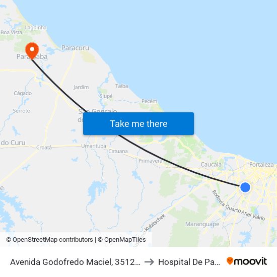 Avenida Godofredo Maciel, 3512 - Parangaba to Hospital De Paraipaba map