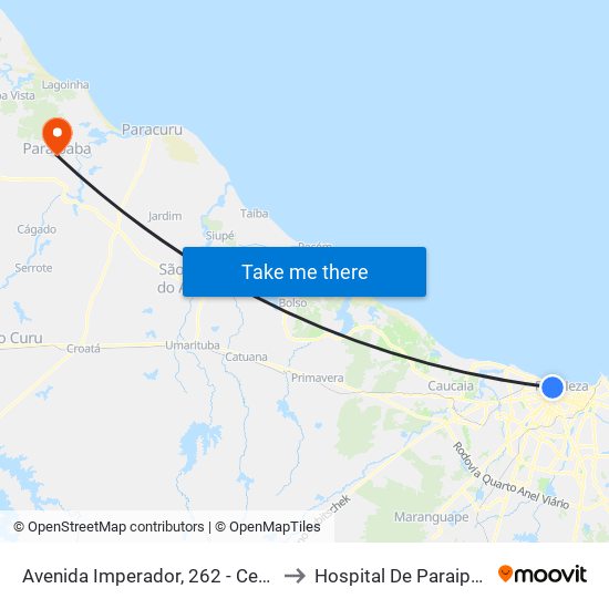 Avenida Imperador, 262 - Centro to Hospital De Paraipaba map