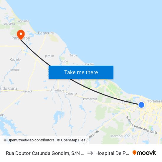 Rua Doutor Catunda Gondim, S/N - Antônio Bezerra to Hospital De Paraipaba map