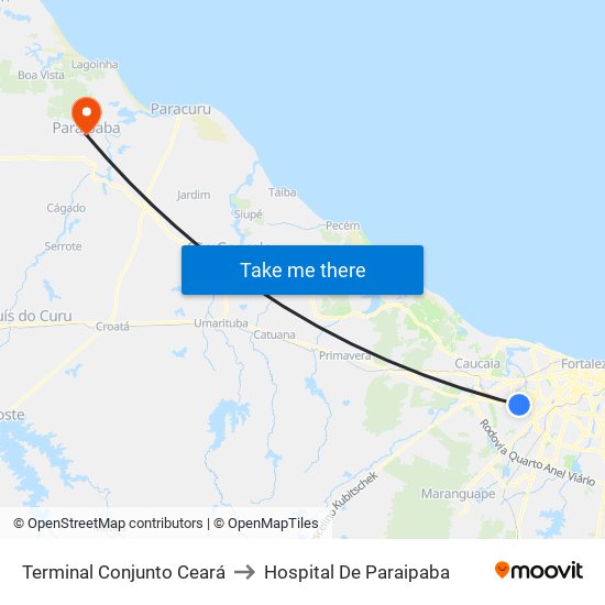 Terminal Conjunto Ceará to Hospital De Paraipaba map