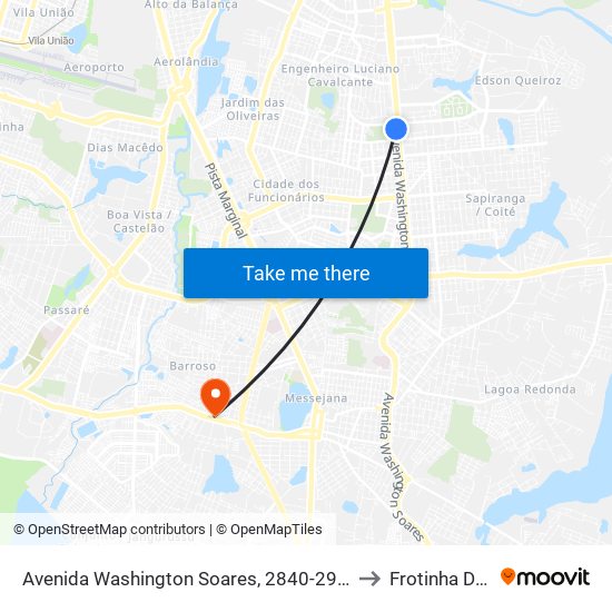 Avenida Washington Soares, 2840-2956 - Engenheiro Luciano Cavalcante to Frotinha Da Messejana map