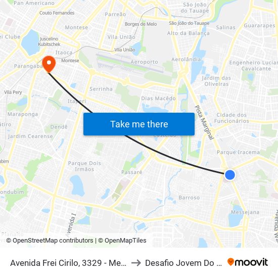 Avenida Frei Cirilo, 3329 - Messejana to Desafio Jovem Do Ceará map