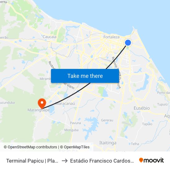 Terminal Papicu | Plataforma A to Estádio Francisco Cardoso De Moraes map