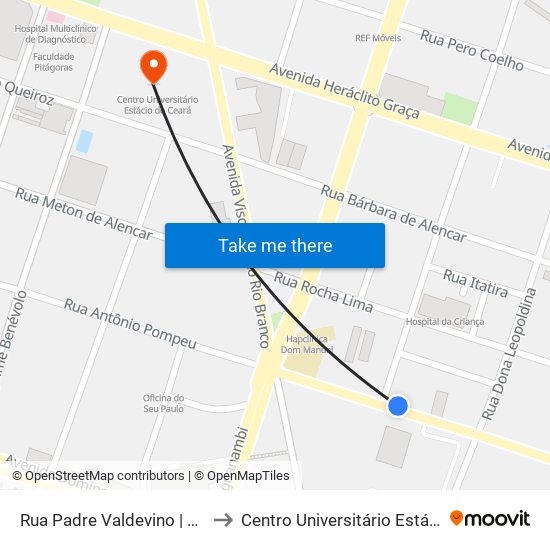 Rua Padre Valdevino | Enel - Centro to Centro Universitário Estácio Do Ceará map