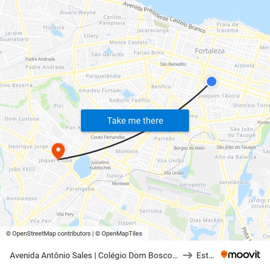 Avenida Antônio Sales | Colégio Dom Bosco - Joaquim Távora to Estácio map