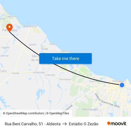 Rua Beni Carvalho, 51 - Aldeota to Estádio O Zezão map