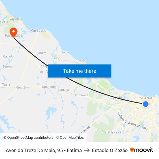 Avenida Treze De Maio, 95 - Fátima to Estádio O Zezão map