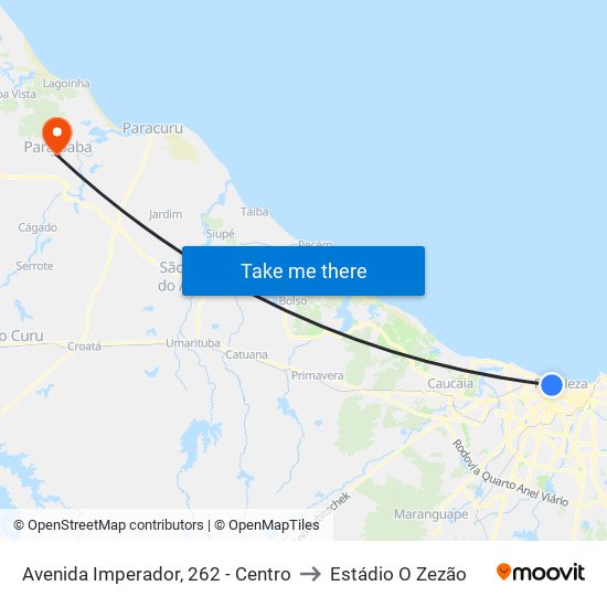 Avenida Imperador, 262 - Centro to Estádio O Zezão map