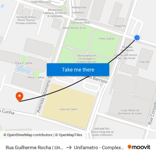 Rua Guilherme Rocha | Unifametro - Centro to Unifametro - Complexo Odontológico map