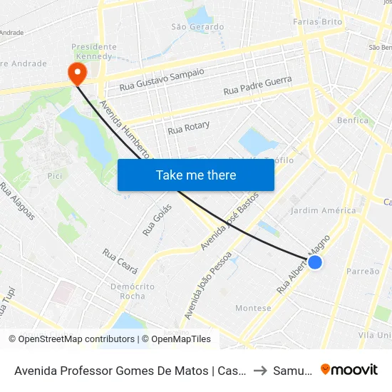 Avenida Professor Gomes De Matos | Casas Freitas - Parreão to Samu - Ufc map