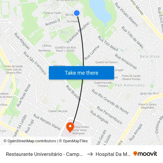 Restaurante Universitário - Campus Do Pici to Hospital Da Mulher map