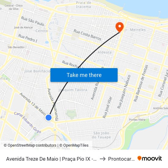 Avenida Treze De Maio | Praça Pio IX - Fátima to Prontocardio map