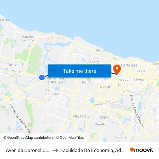 Avenida Coronel Correia | Cerapeles - Tabapuá to Faculdade De Economia, Administração, Atuária, Contabilidade Da Ufc map