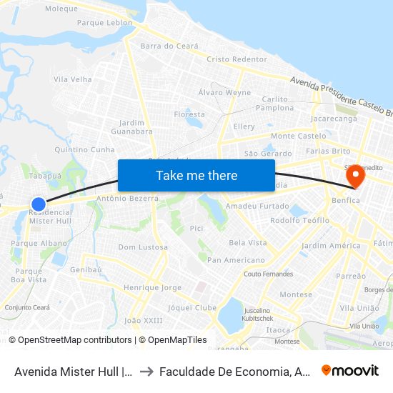 Avenida Mister Hull | Passarela Do Tabapuá - Tabapuá to Faculdade De Economia, Administração, Atuária, Contabilidade Da Ufc map