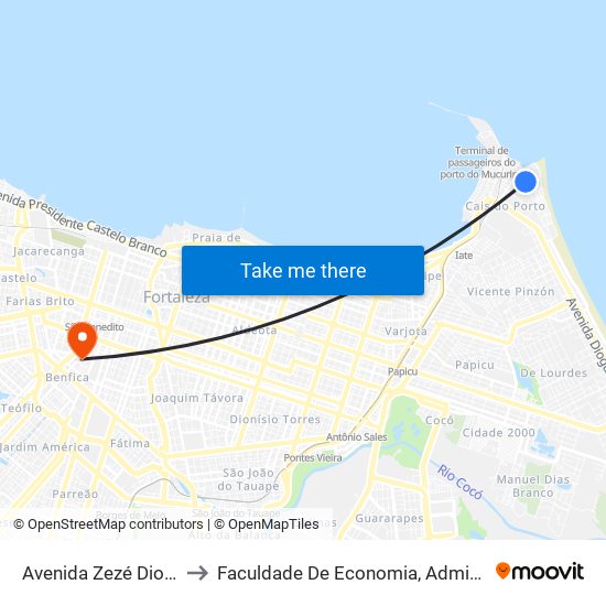 Avenida Zezé Diogo, 469 - Cais Do Porto to Faculdade De Economia, Administração, Atuária, Contabilidade Da Ufc map