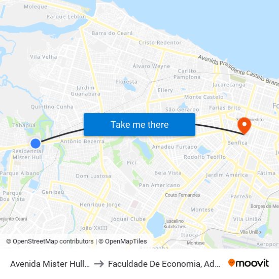 Avenida Mister Hull | Assaí Atacadista - Tabapuá to Faculdade De Economia, Administração, Atuária, Contabilidade Da Ufc map