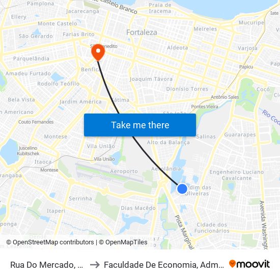 Rua Do Mercado, 222 - Jardim Das Oliveiras to Faculdade De Economia, Administração, Atuária, Contabilidade Da Ufc map