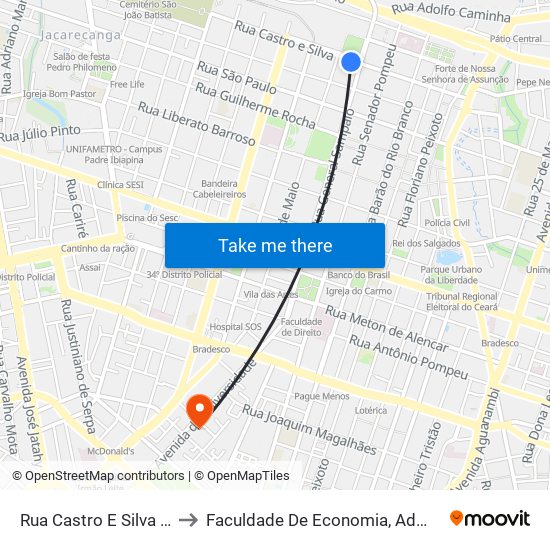 Rua Castro E Silva I Estação Fashion - Centro to Faculdade De Economia, Administração, Atuária, Contabilidade Da Ufc map