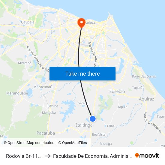 Rodovia Br-116 | Tracbel - Jiboia to Faculdade De Economia, Administração, Atuária, Contabilidade Da Ufc map