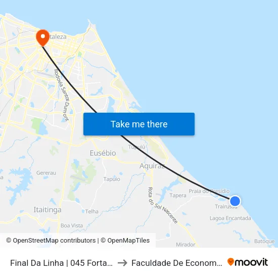 Final Da Linha | 045 Fortaleza / Iguape Via Aquiraz (São Benedito) - Barro Preto to Faculdade De Economia, Administração, Atuária, Contabilidade Da Ufc map