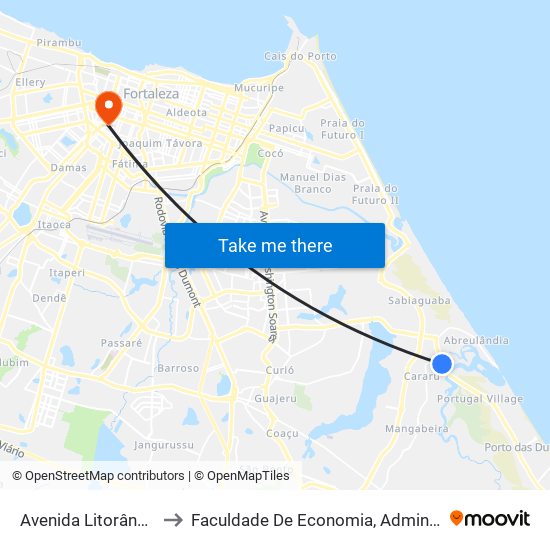 Avenida Litorânea | Alphamall - Cararu to Faculdade De Economia, Administração, Atuária, Contabilidade Da Ufc map