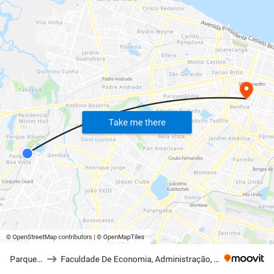 Parque Albano to Faculdade De Economia, Administração, Atuária, Contabilidade Da Ufc map