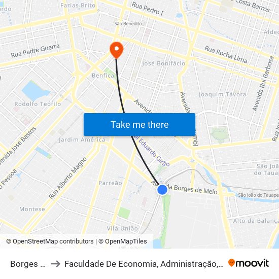 Borges De Melo to Faculdade De Economia, Administração, Atuária, Contabilidade Da Ufc map