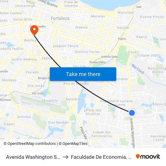 Avenida Washington Soares | Honda Novaluz - Edson Queiroz to Faculdade De Economia, Administração, Atuária, Contabilidade Da Ufc map