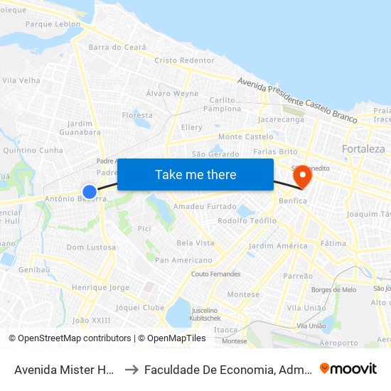 Avenida Mister Hull, 4873 - Antônio Bezerra to Faculdade De Economia, Administração, Atuária, Contabilidade Da Ufc map