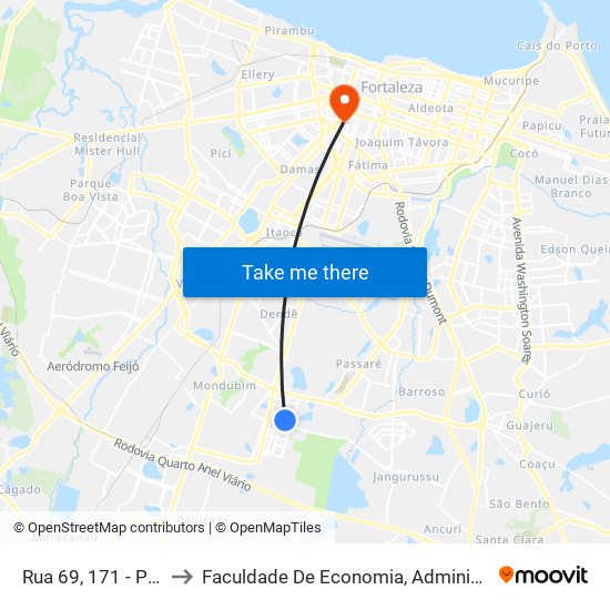 Rua 69, 171 - Prefeito José Walter to Faculdade De Economia, Administração, Atuária, Contabilidade Da Ufc map