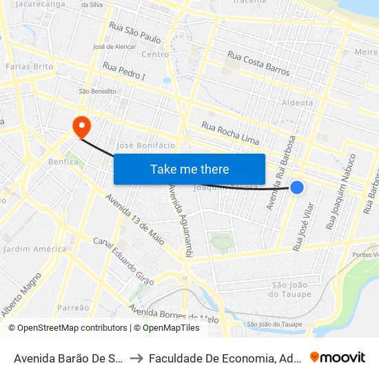 Avenida Barão De Studart | Lacen - Dionísio Torres to Faculdade De Economia, Administração, Atuária, Contabilidade Da Ufc map