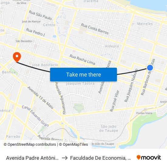 Avenida Padre Antônio Tomás | Praça Das Flores - Aldeota to Faculdade De Economia, Administração, Atuária, Contabilidade Da Ufc map