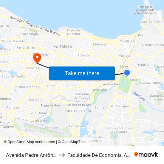 Avenida Padre Antônio Tomás | Parque Do Cocó - Cocó to Faculdade De Economia, Administração, Atuária, Contabilidade Da Ufc map