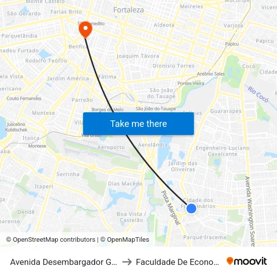 Avenida Desembargador Gonzaga | Praça Da Igreja Da Glória - Cidade Dos Funcionários to Faculdade De Economia, Administração, Atuária, Contabilidade Da Ufc map