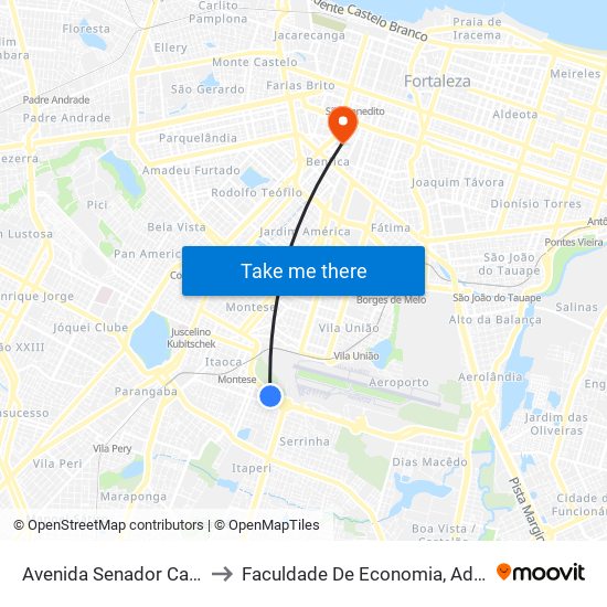 Avenida Senador Carlos Jereissati, 949 - Aeroporto to Faculdade De Economia, Administração, Atuária, Contabilidade Da Ufc map