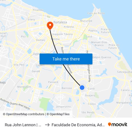 Rua John Lennon | Abc São Bernardo - Messejana to Faculdade De Economia, Administração, Atuária, Contabilidade Da Ufc map