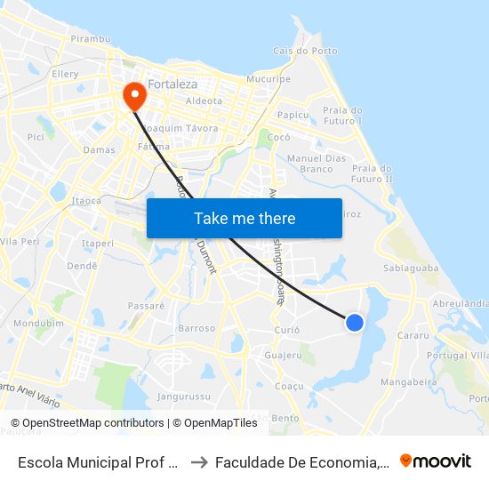 Escola Municipal Prof Fernanda Alencar Colares - Lagoa Redonda to Faculdade De Economia, Administração, Atuária, Contabilidade Da Ufc map