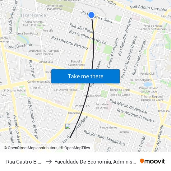 Rua Castro E Silva, 939 - Centro to Faculdade De Economia, Administração, Atuária, Contabilidade Da Ufc map