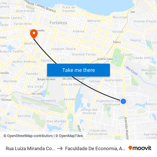 Rua Luiza Miranda Coelho, 169 - Eng. Luciano Cavalcante to Faculdade De Economia, Administração, Atuária, Contabilidade Da Ufc map