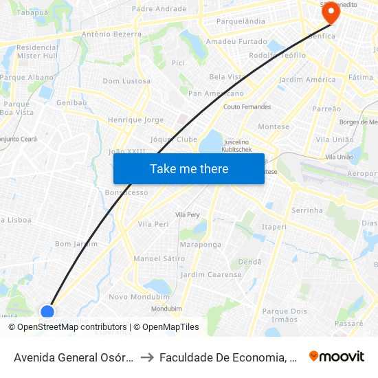 Avenida General Osório De Paiva | Atacadão - Canindezinho to Faculdade De Economia, Administração, Atuária, Contabilidade Da Ufc map