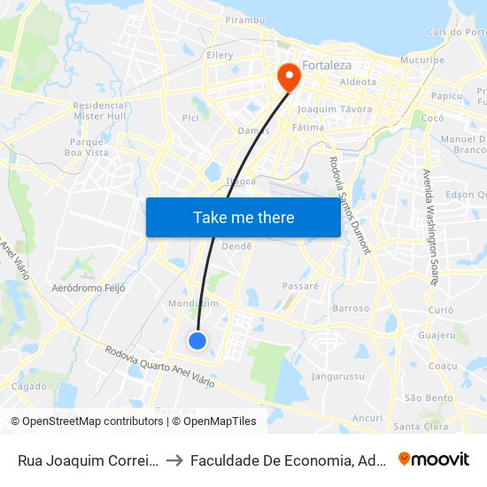 Rua Joaquim Correia, 791 - Planalto Ayrton Senna to Faculdade De Economia, Administração, Atuária, Contabilidade Da Ufc map