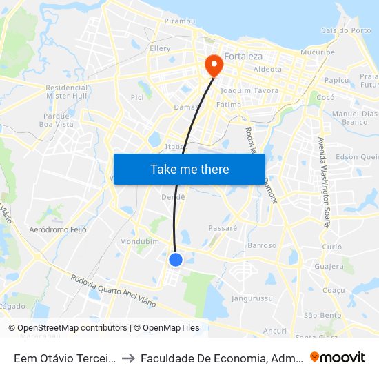 Eem Otávio Terceiro De Farias - José Walter to Faculdade De Economia, Administração, Atuária, Contabilidade Da Ufc map