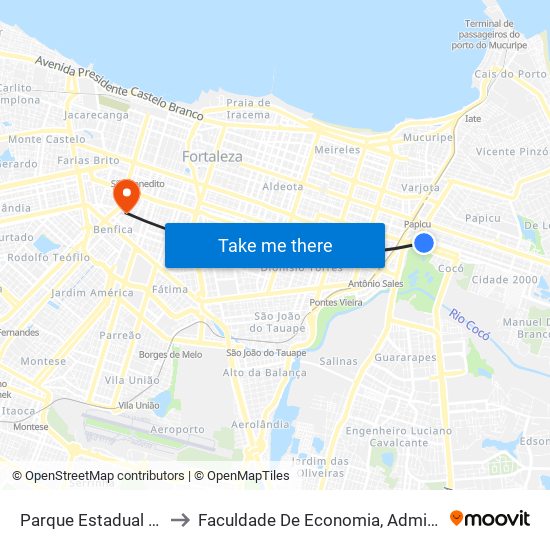 Parque Estadual Do Cocó | Fortaleza Bus to Faculdade De Economia, Administração, Atuária, Contabilidade Da Ufc map